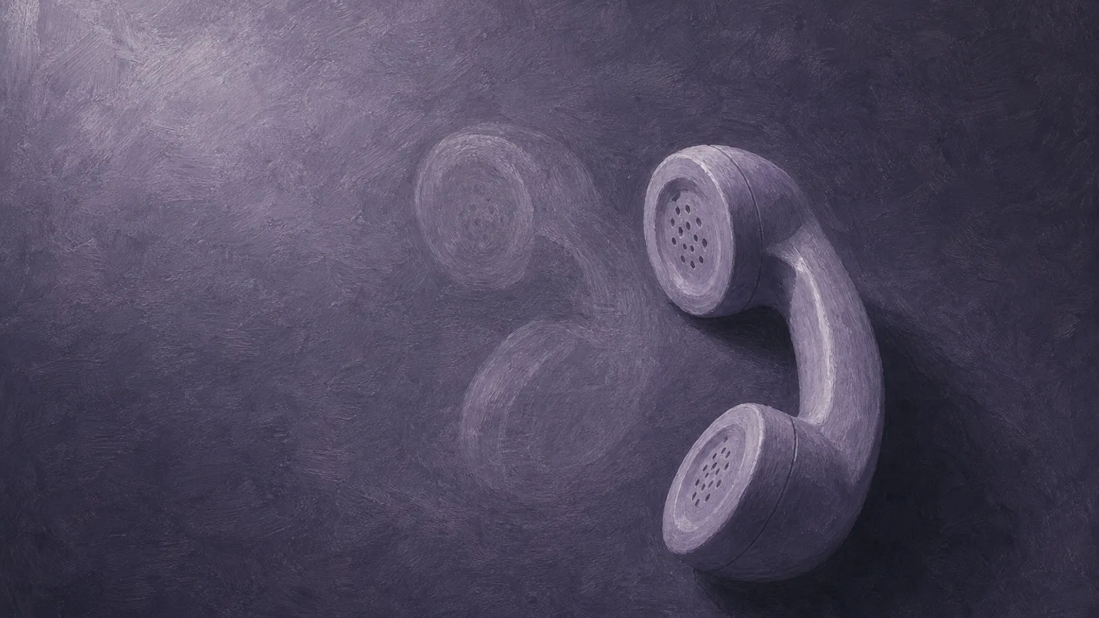 A paper telephone handset, its form softening into a faint doubled echo