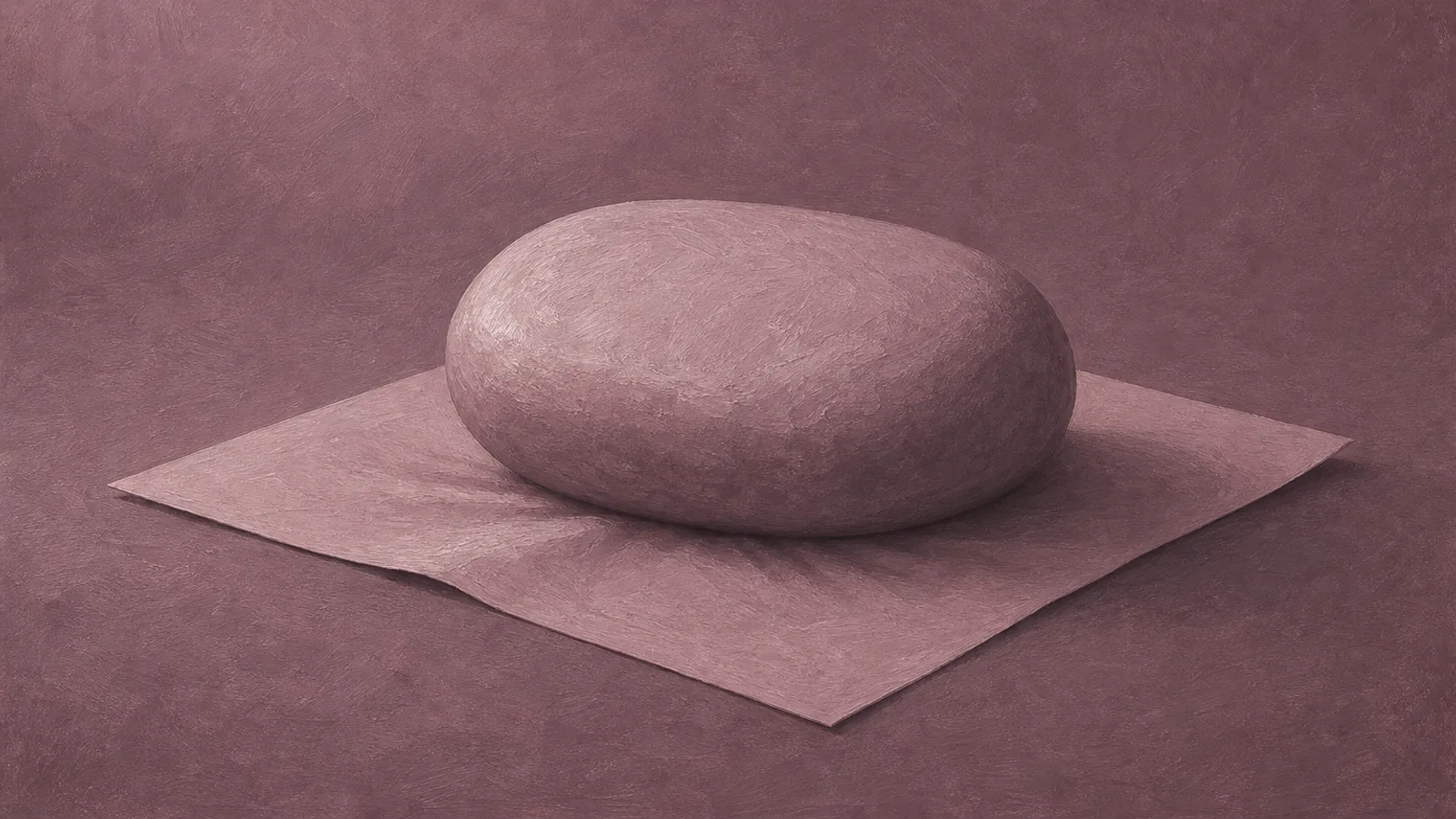 A heavy smooth stone resting on a sheet of paper, weighing it down