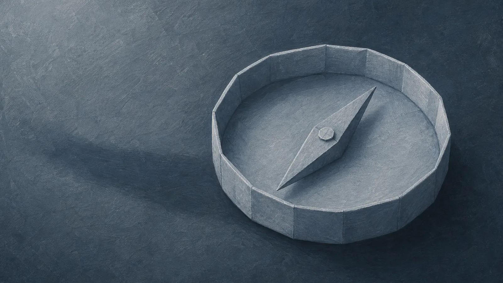 A folded paper compass needle settling toward one steady direction