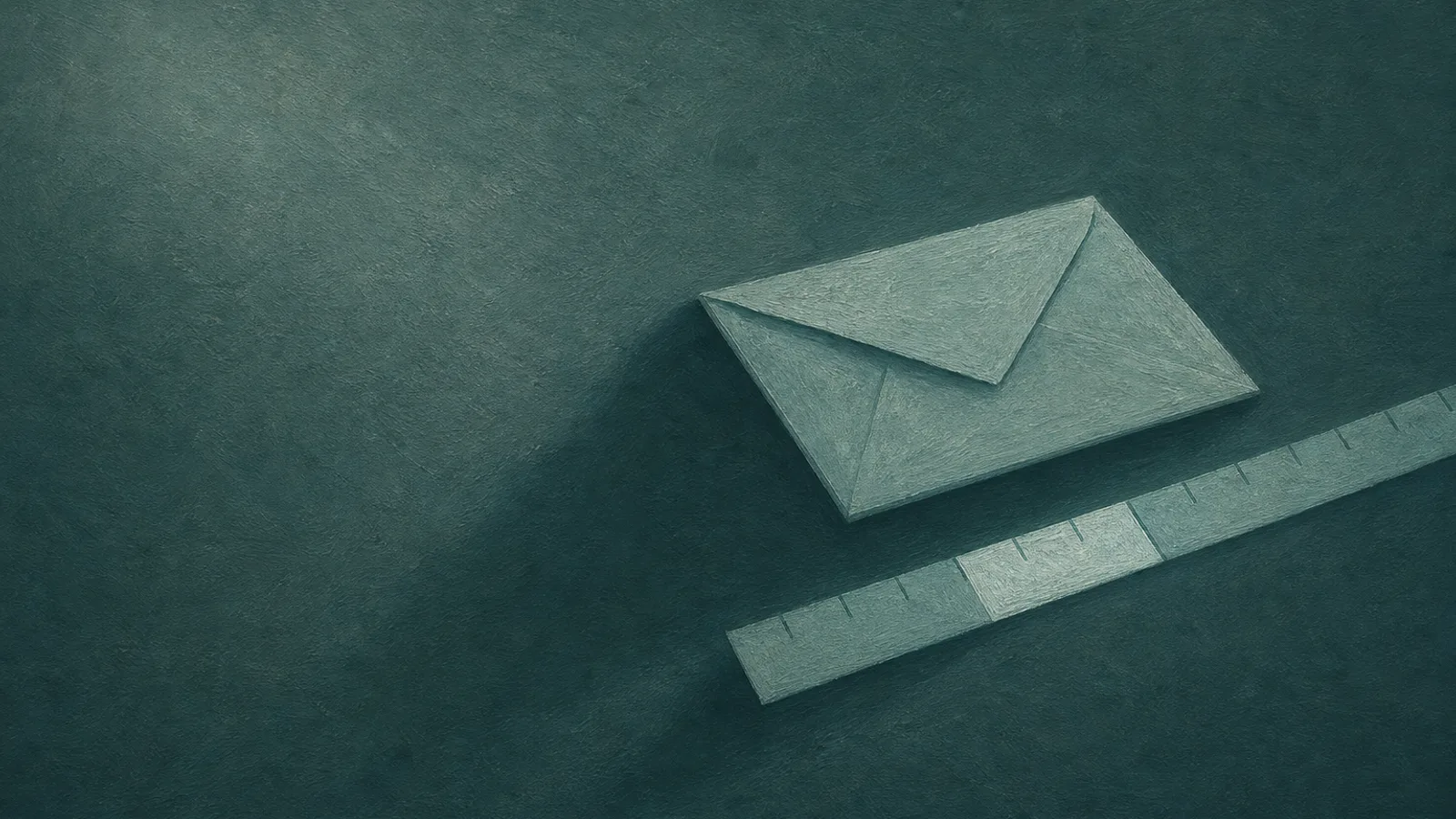 A sealed paper envelope beside a paper measuring strip with one span shaded
