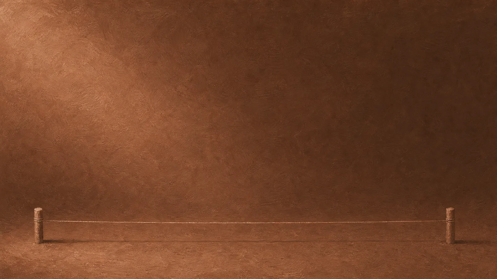 Un filo teso a scatto, basso, attraversa la carta color crema proiettando un'ombra sottile