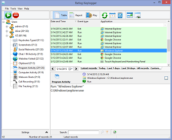 Program activity log